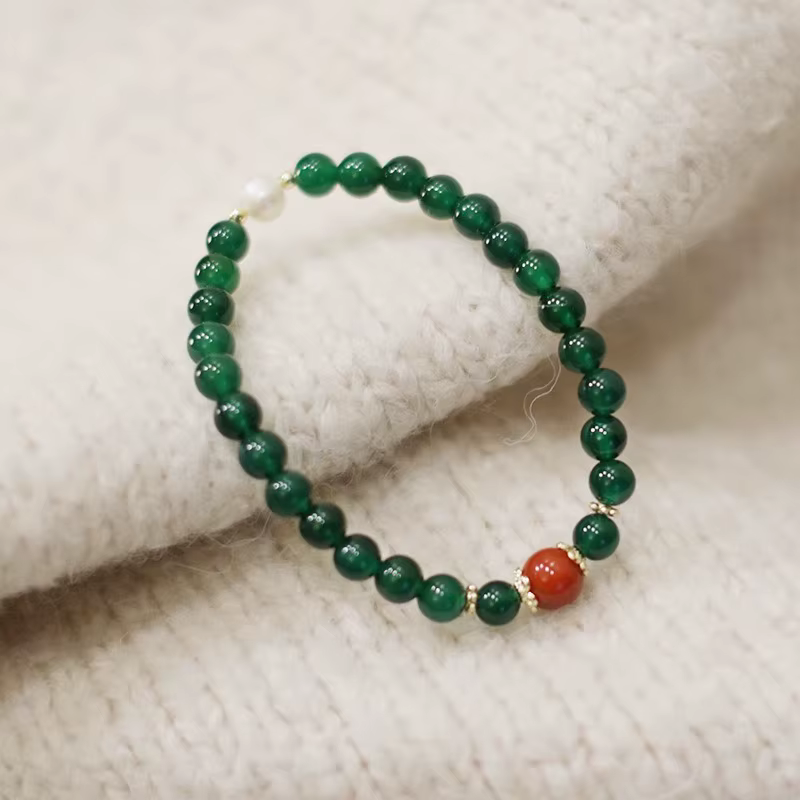 Bracelets en perles d'eau douce pour femmes, Agate rouge verte naturelle de 6mm, brins de perles, accessoires de bijoux fins simples et exquis, 1338