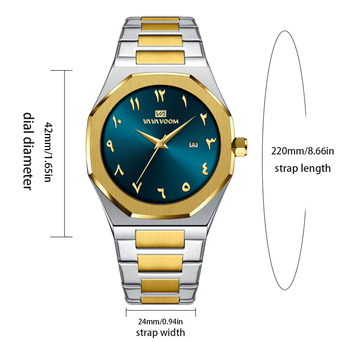 VA VA VOOM Top marque originale à la mode en acier inoxydable 42mm mouvement à Quartz