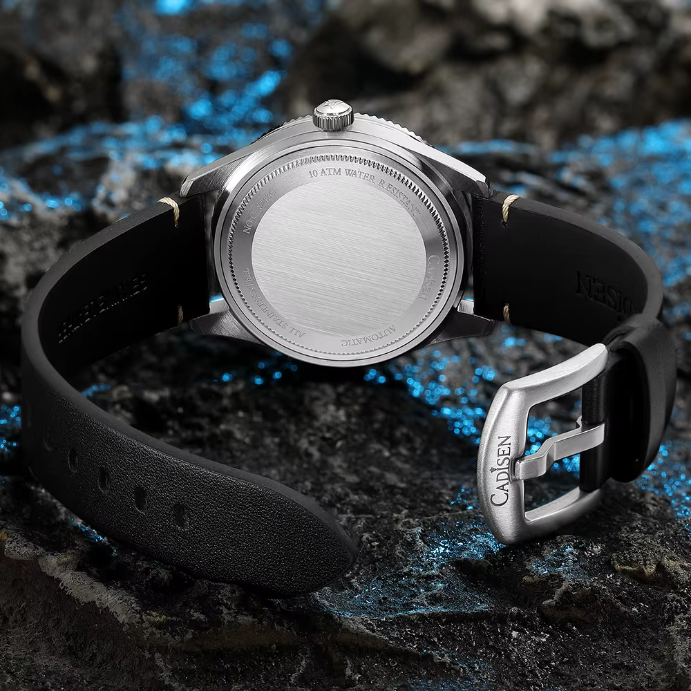 CADISEN 2026 montre hommes montres mécaniques mis5 8215 mouvement bracelet en cuir véritable étanche lumineux rouge