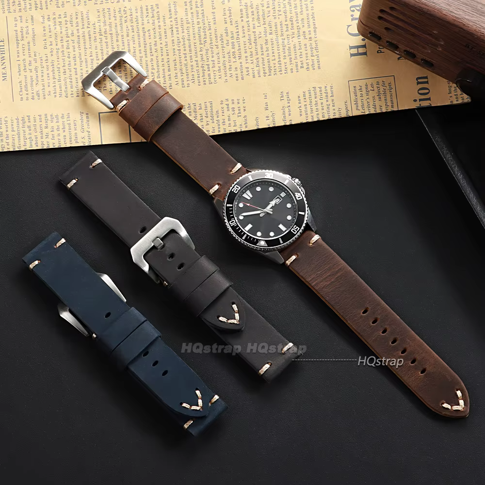 Bracelet de montre Vintage en cuir Crazy Horse