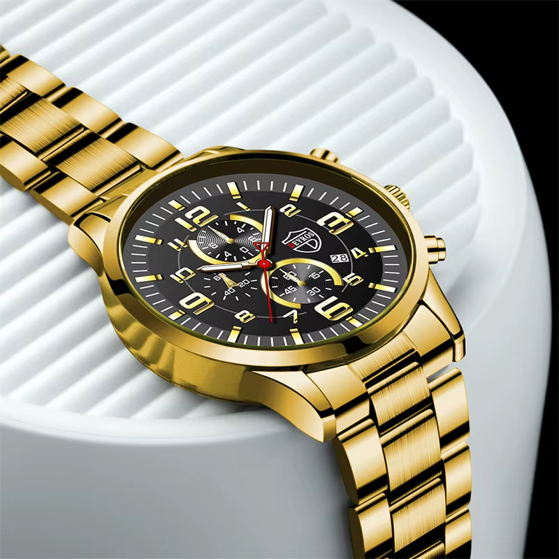 Montres de sport à quartz en acier inoxydable pour hommes