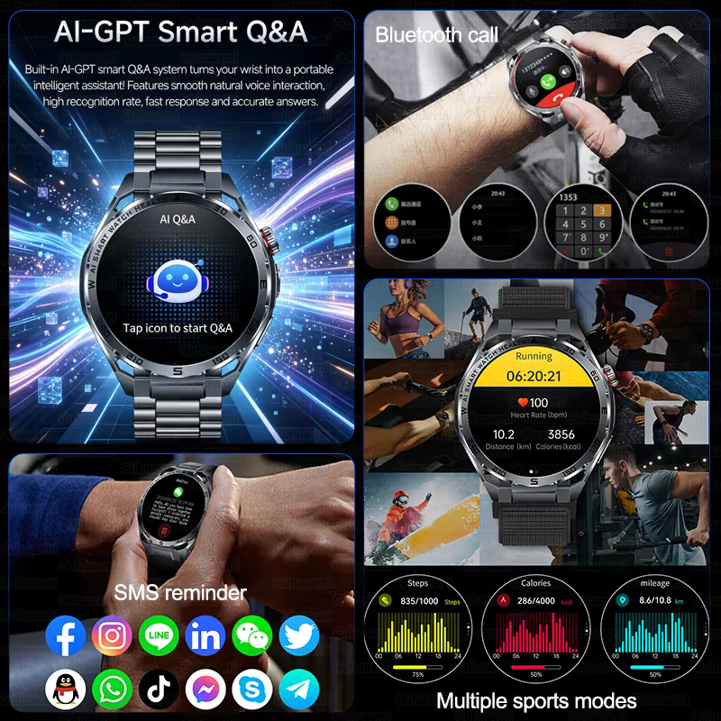 Nouvelle Montre Connectée ECG 2026 pour Hommes – Moniteur de Santé