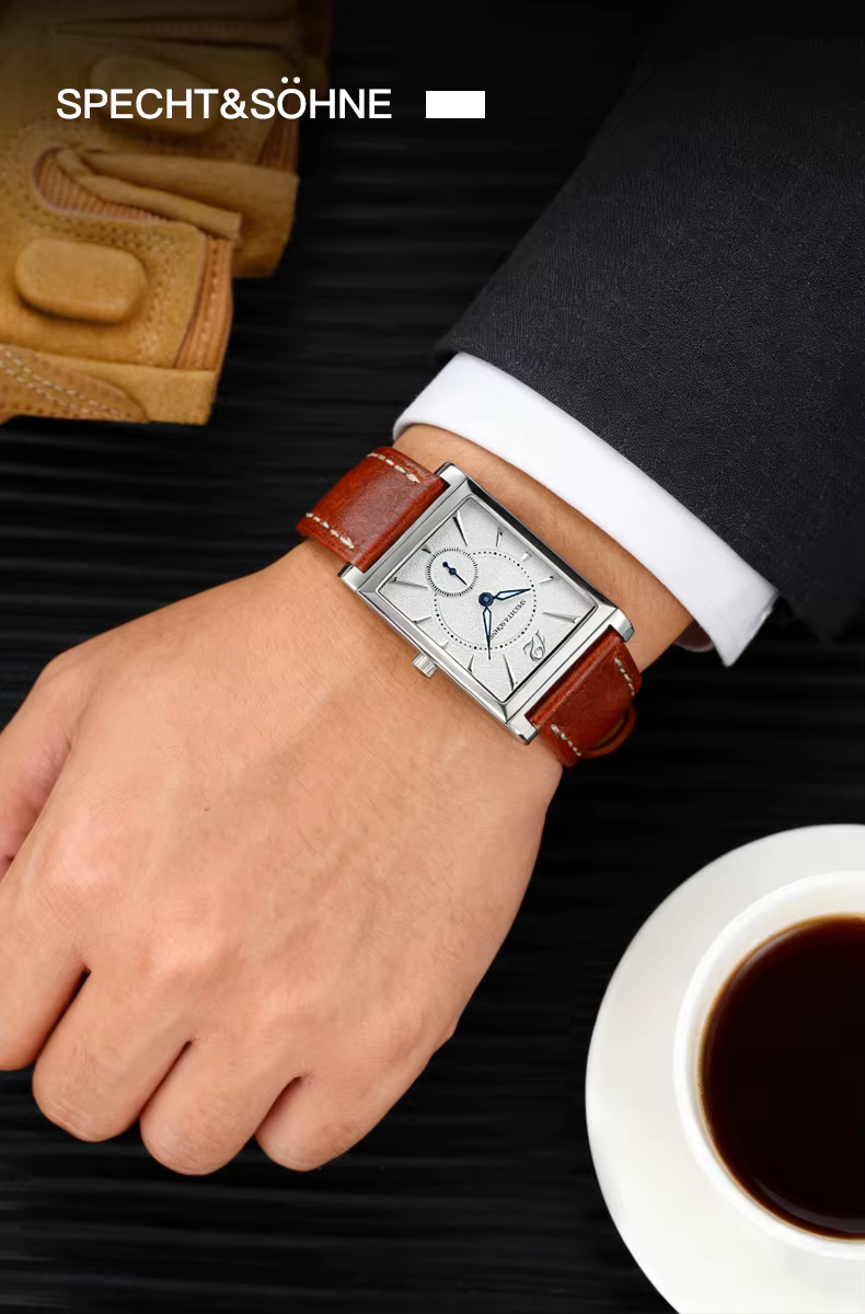 Specht & Söhne 2025 nouvelle montre carrée de mode pour hommes chronographe montres de sport en acier inoxydable saphir cristal 50M étanche
