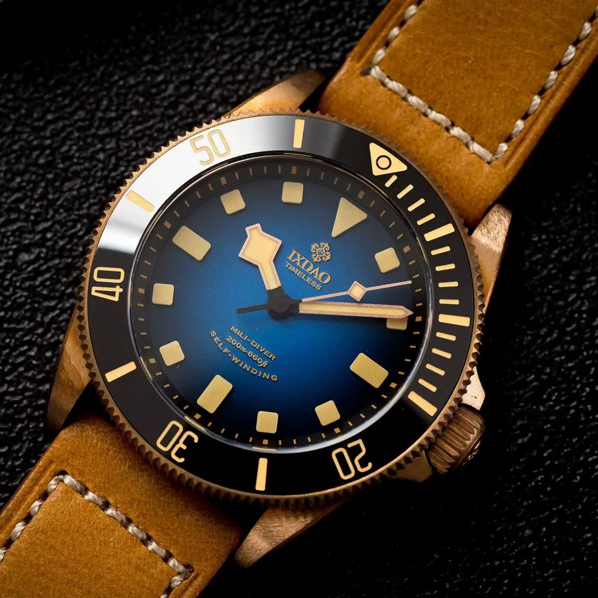 IPOSE IX & DAO 2025 nouvelle montre mécanique automatique pour hommes en Bronze PT5000 saphir rétro cuir étanche 20Bar Reloj Hombre