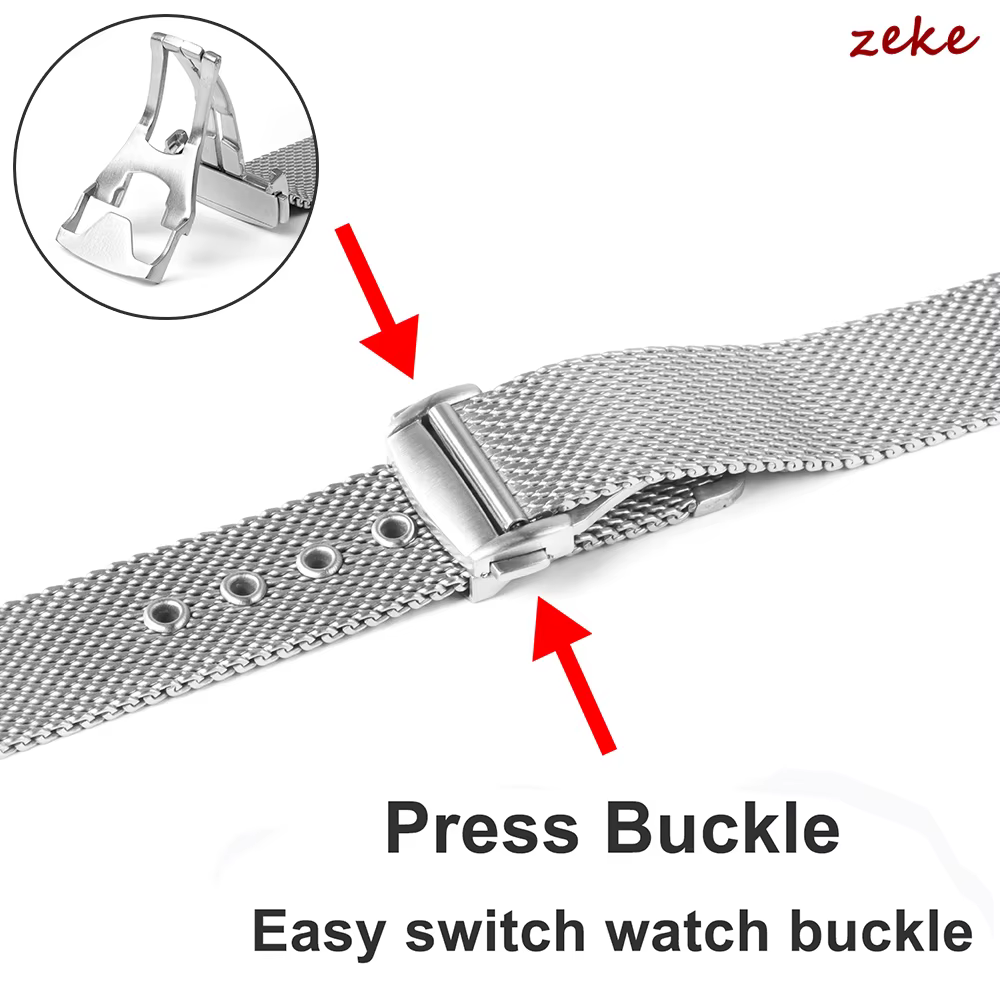 Pour Omega Seamaster 20mm 22mm Bracelet en maille argentée Interface plate