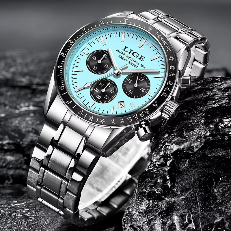 Montre d'affaires entièrement en acier étanche pour homme