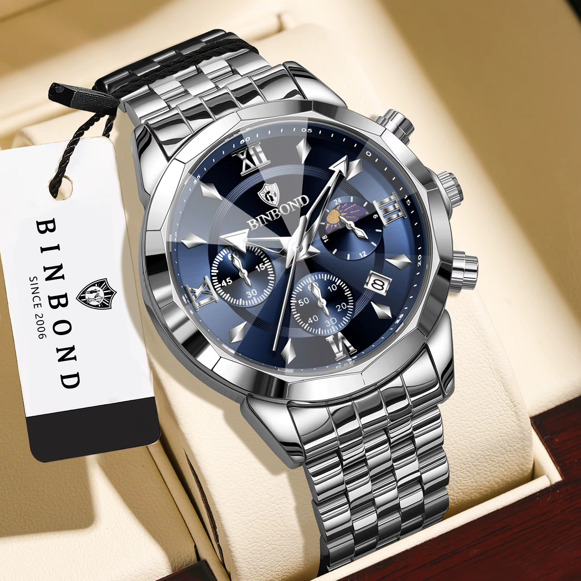 Montre chronographe BINBOND originale pour homme