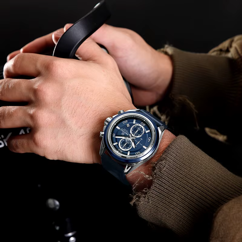 NAVIFORCE marque montres pour hommes bracelet en cuir véritable chronographe Quartz affichage de la Date montre-bracelet Sport étanche mâle cadeau horloge