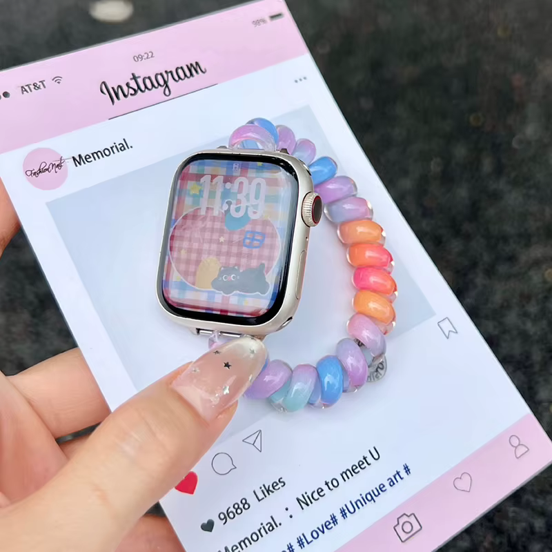Sangle élastique en forme de spirale de couleur bonbon pour bracelet Apple Watch 38/42 40/44mm 41/45mm Convient pour IWatch 11 10 9 8 7 Ultra 3 2 49mm