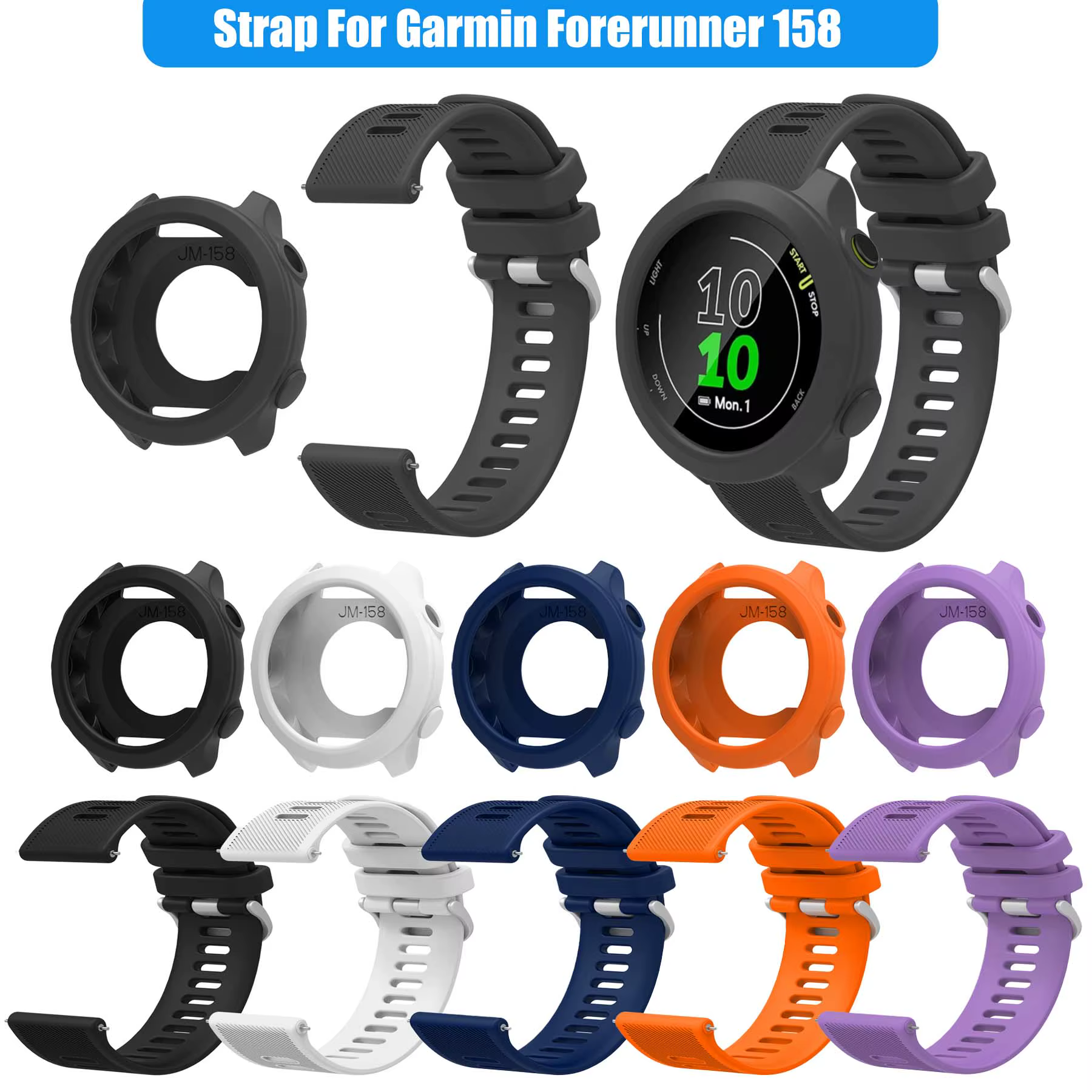 Bracelet en Silicone pour Garmin Forerunner 158 55