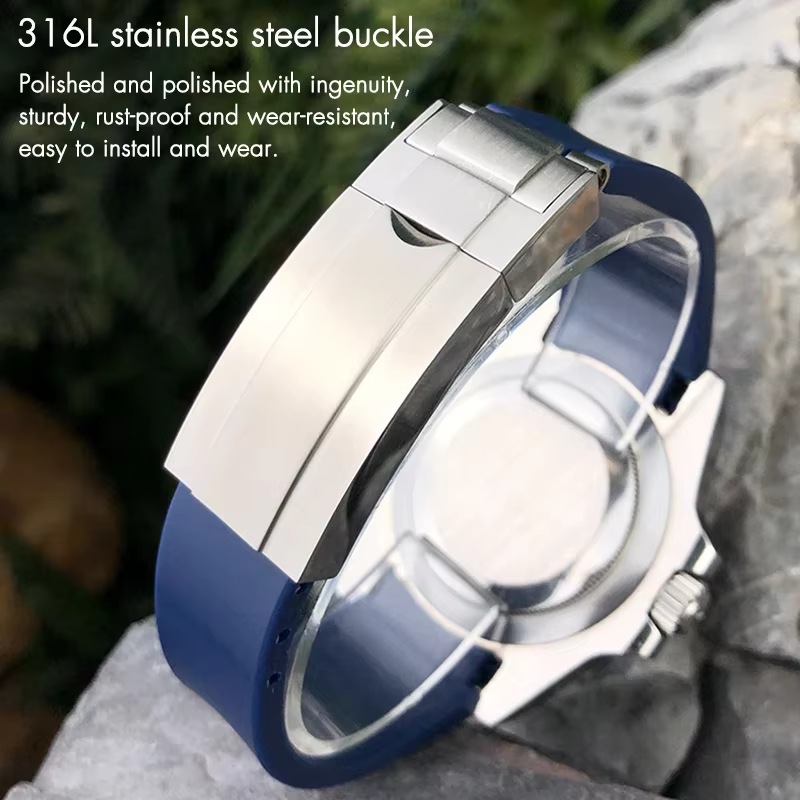 Bracelet de montre en caoutchouc à extrémité incurvée