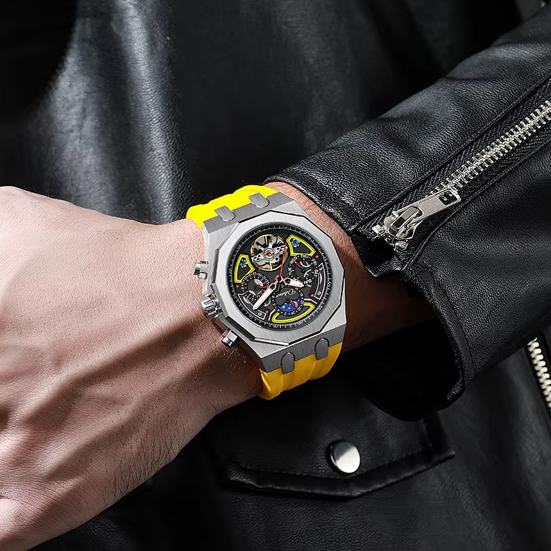 DULUNWE montres de Sport de marque supérieure avec Tourbillon bracelet en caoutchouc cadran multifonction