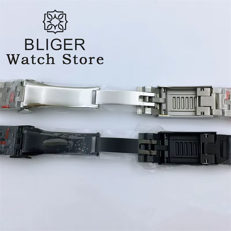 BLIGER 20mm 904L acier jubilé or moyen deux tons montre-Bracelet Bracelet solide vis liens extrémité incurvée