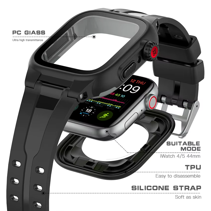 Étui étanche IP68 pour Apple Watch série 9 8 7 6 5 4 3 2 SE 45 44 41 38mm