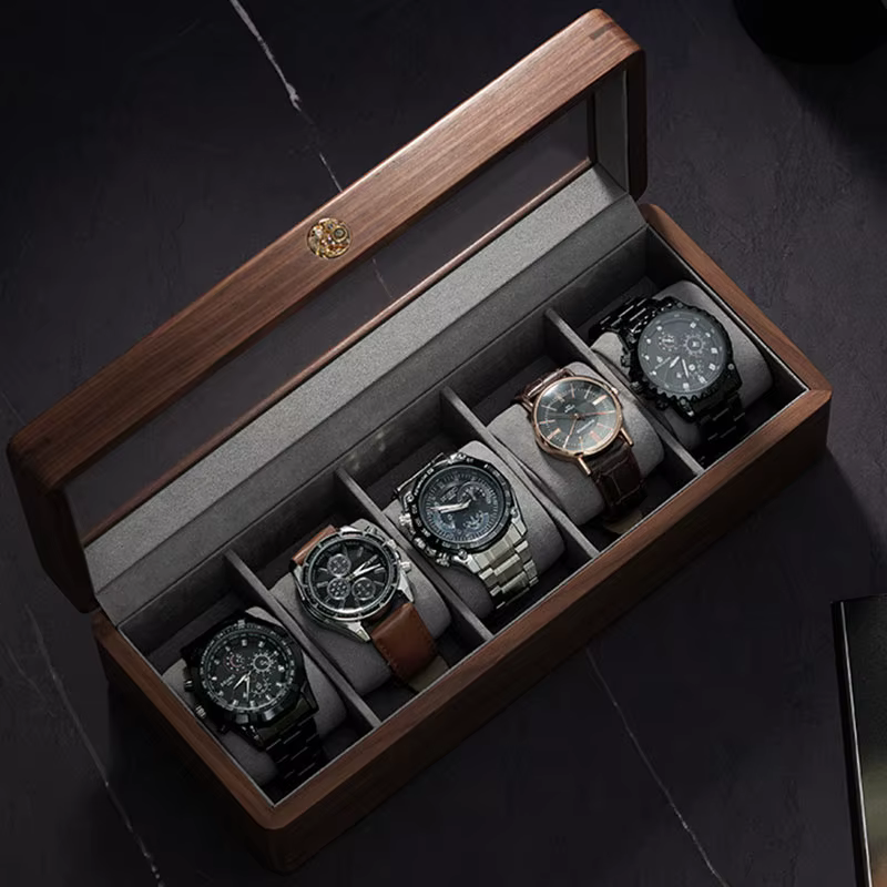Boîte de rangement de montre en bois massif
