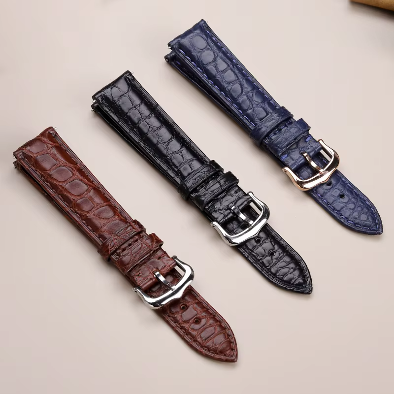 Bracelet en cuir de crocodile pour montre CARTIER Tank CLÉ DE RONDE