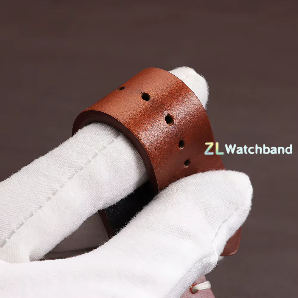 Bracelet de montre vintage en cuir de vachette huilé pour Seiko