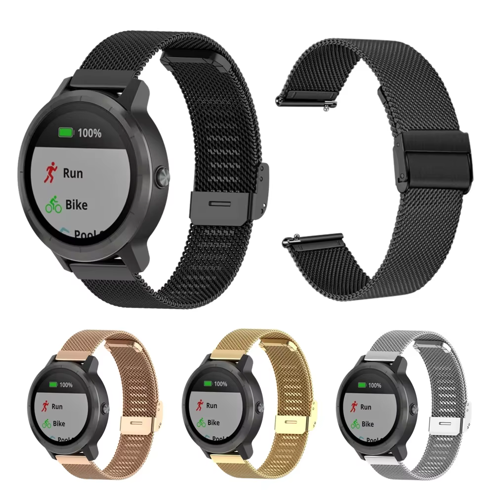Bracelet de poignet en métal pour Garmin Forerunner 165 265 255 255S 265S 55 Venu 3S 3 2S 2 Plus Vivoactive 5 4 4S