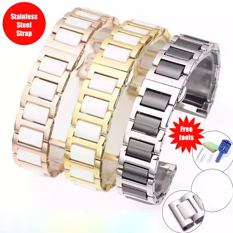 Bracelet de montre en céramique et acier inoxydable