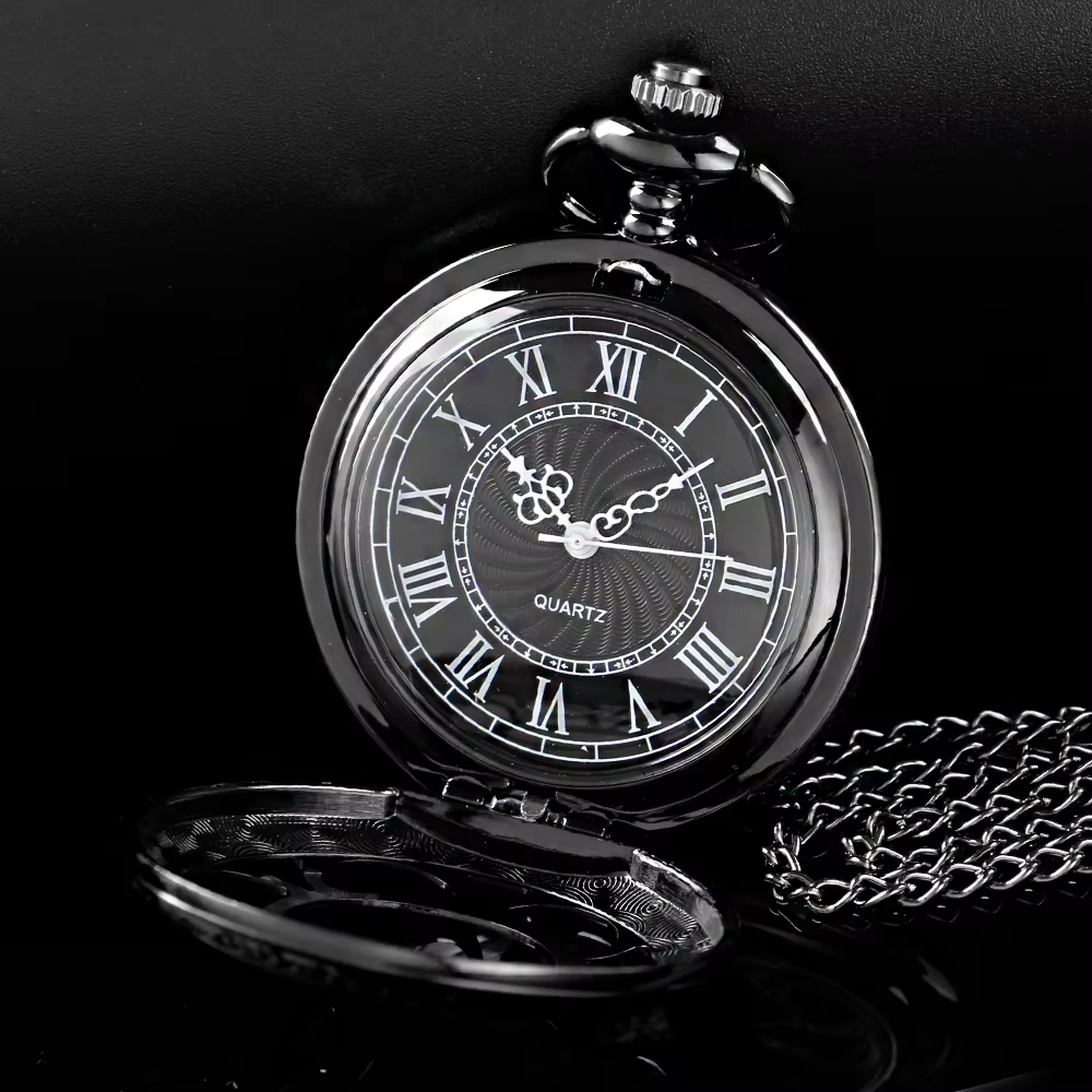 Montres de poche creuses noires pour femmes