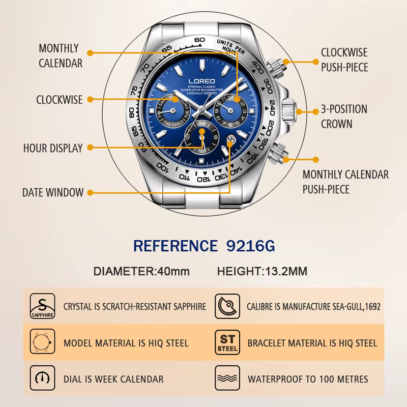 Montres étanches 20ATM pour hommes