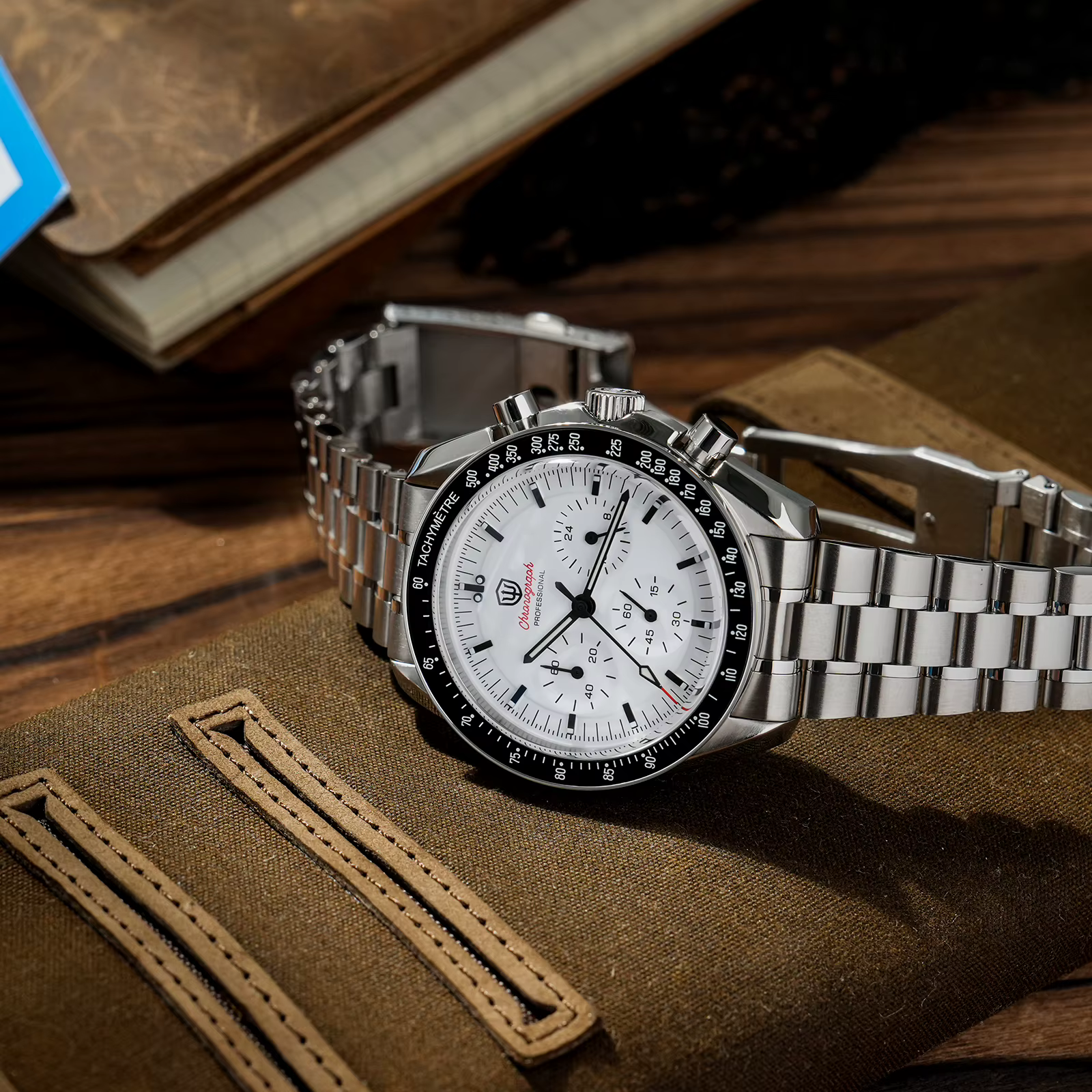 Watchdives WD1860 montres chronographe de sport VK63 montre-bracelet à Quartz Ar saphir Bgw9 acier inoxydable 200M étanche 40Mm montre