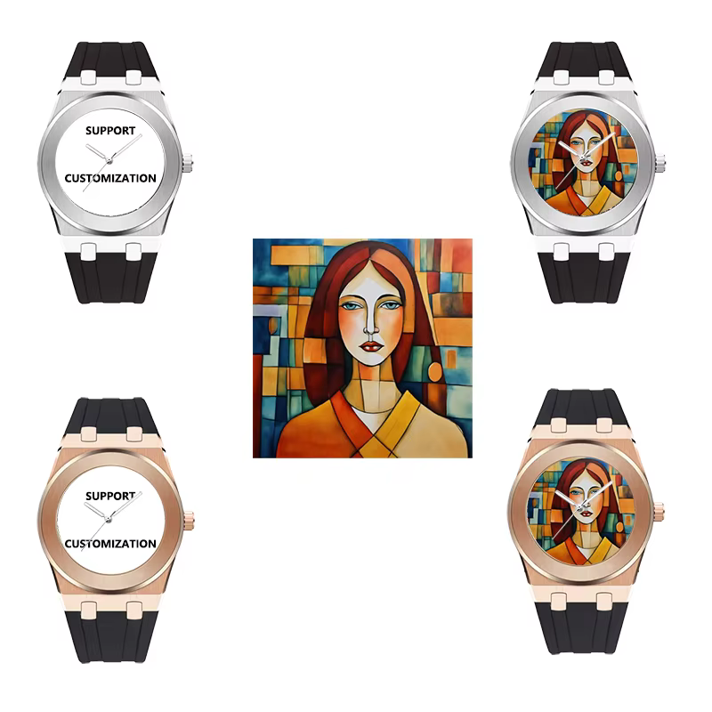 Montre photo personnalisable avec des images personnalisées, une montre élégante et stylée pour homme avec bracelet en caoutchouc, Reloj Mujer Reloj Hombre