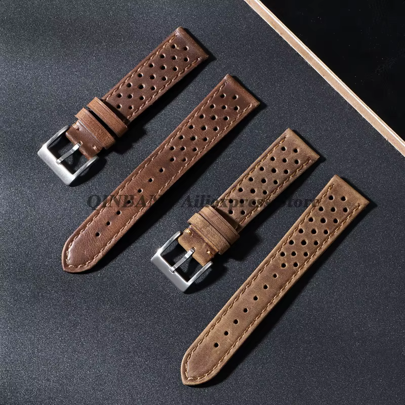 Pour Seiko pour Omega 18/20/22mm Bracelet de montre en cire d'huile Vintage