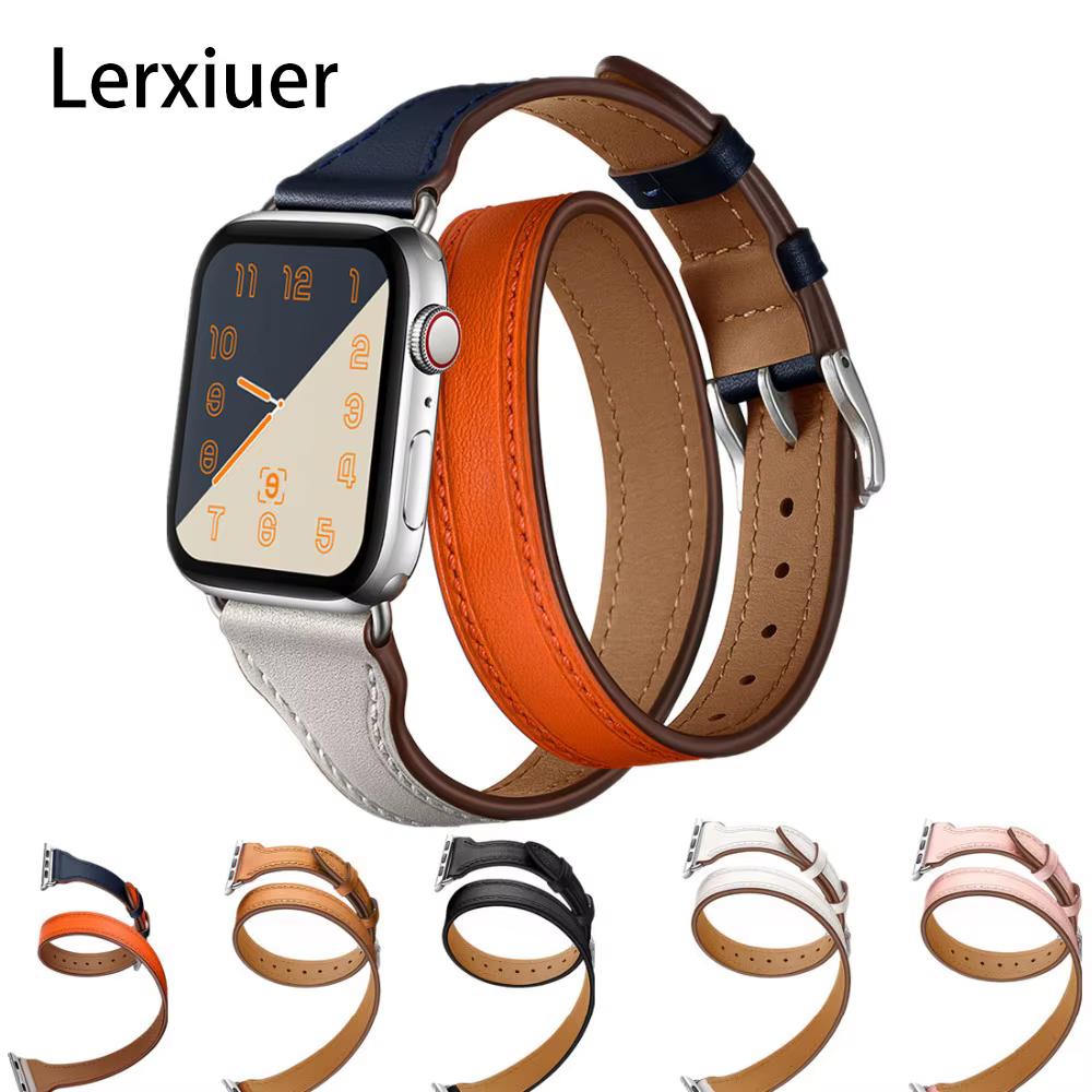 Bracelet Double Tour en Cuir group pour Apple Watch