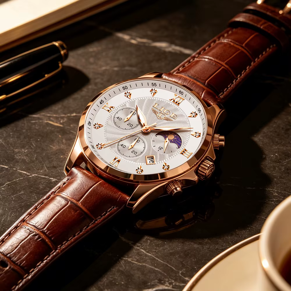 Relogio Masculino LIGE Montre décontractée pour hommes