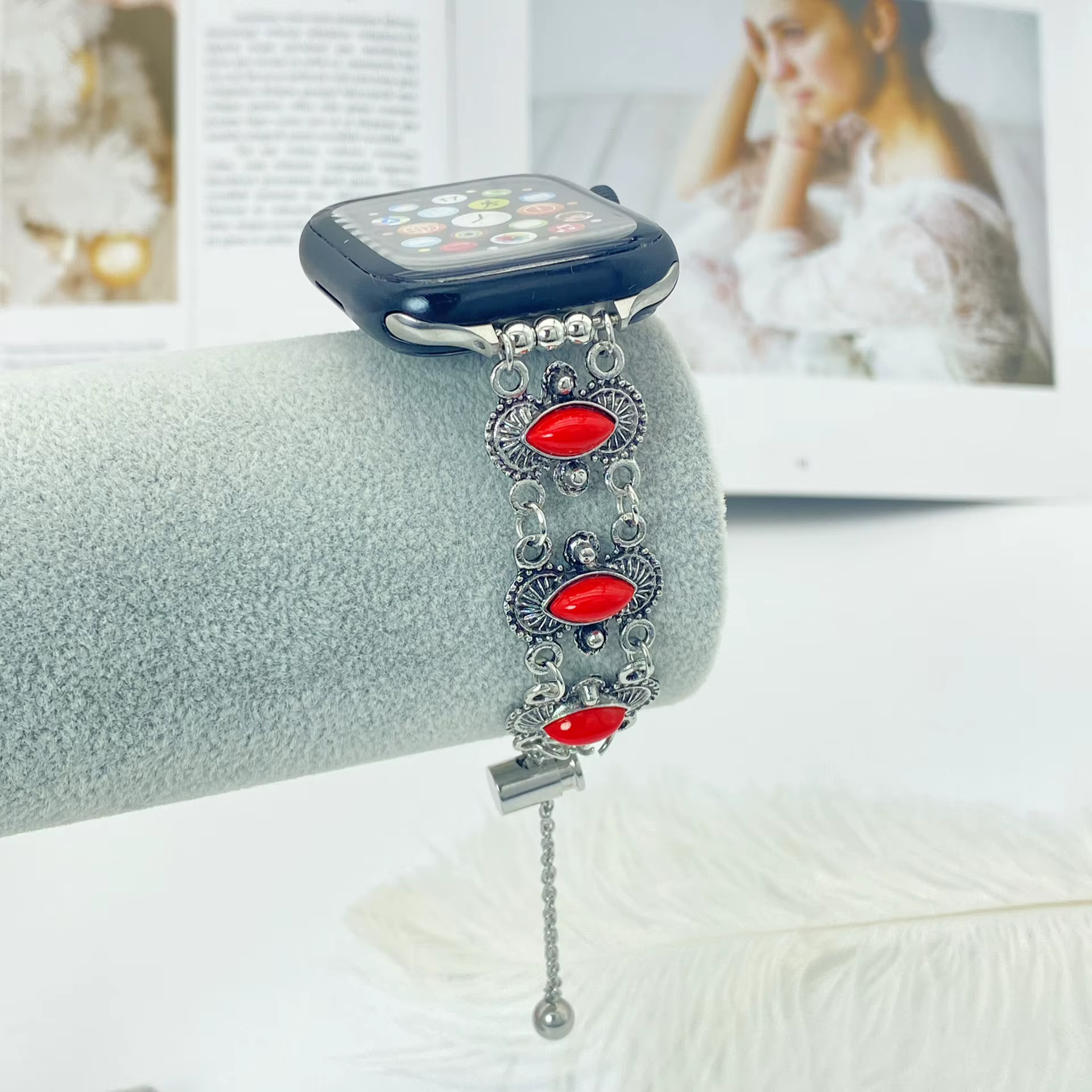 Bracelet en pierre turquoise pour Apple Watch