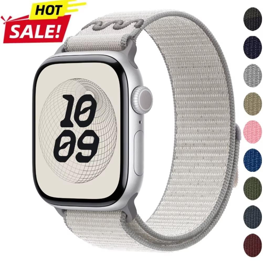 Bracelet en nylon pour Apple Watch, compatible avec les tailles 49/45mm, 44mm, 41mm, 40mm, 46mm, bracelet boucle pour iWatch Series 11, 10, 9, 8, 7, 6, 5, SE, Ultra 1-3