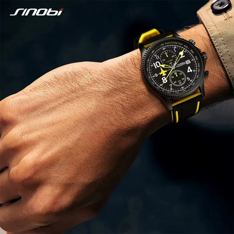 SINOBI nouveau sport chronographe hommes montres mode Design créatif étanche calendrier lumineux