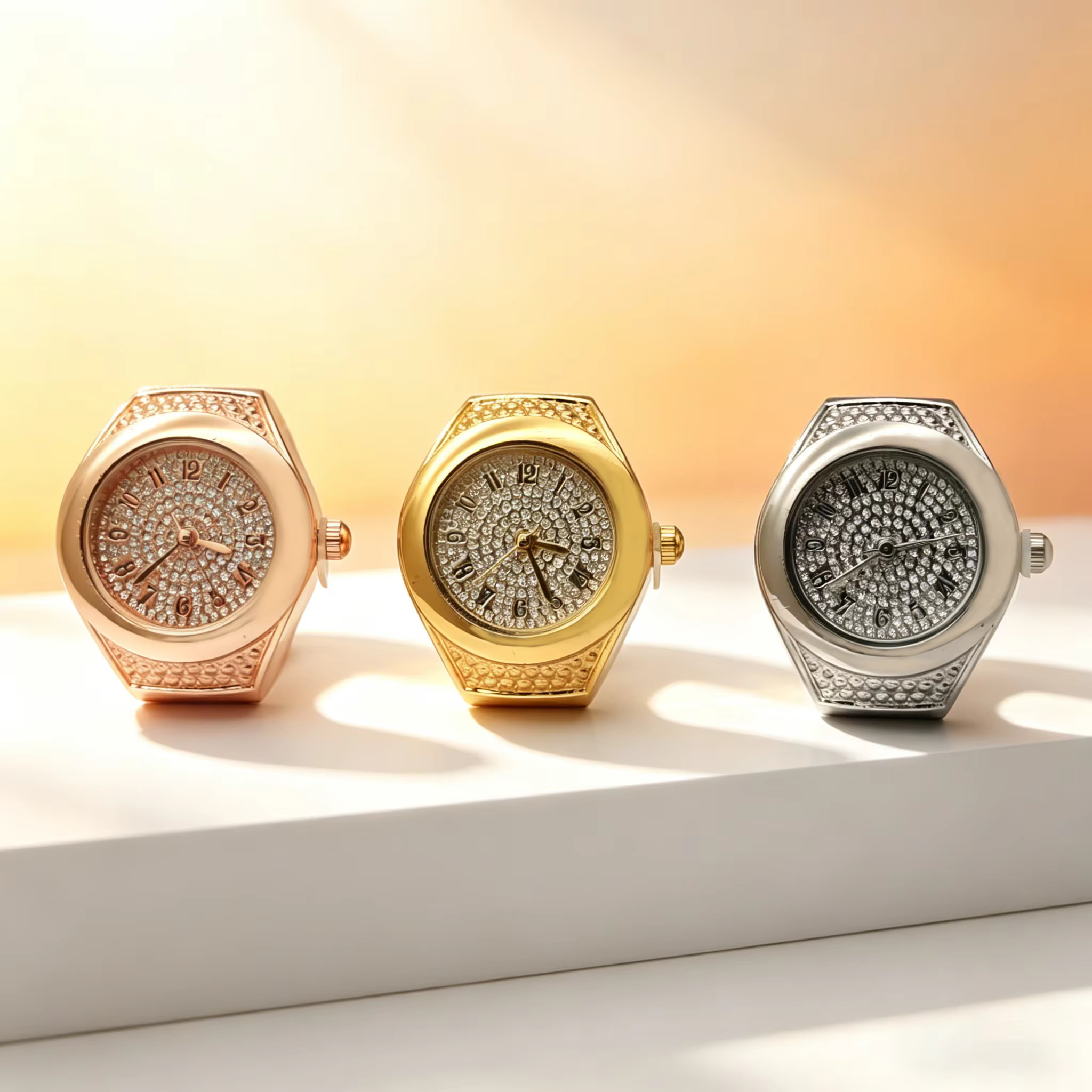 Montre bague pour femme avec strass