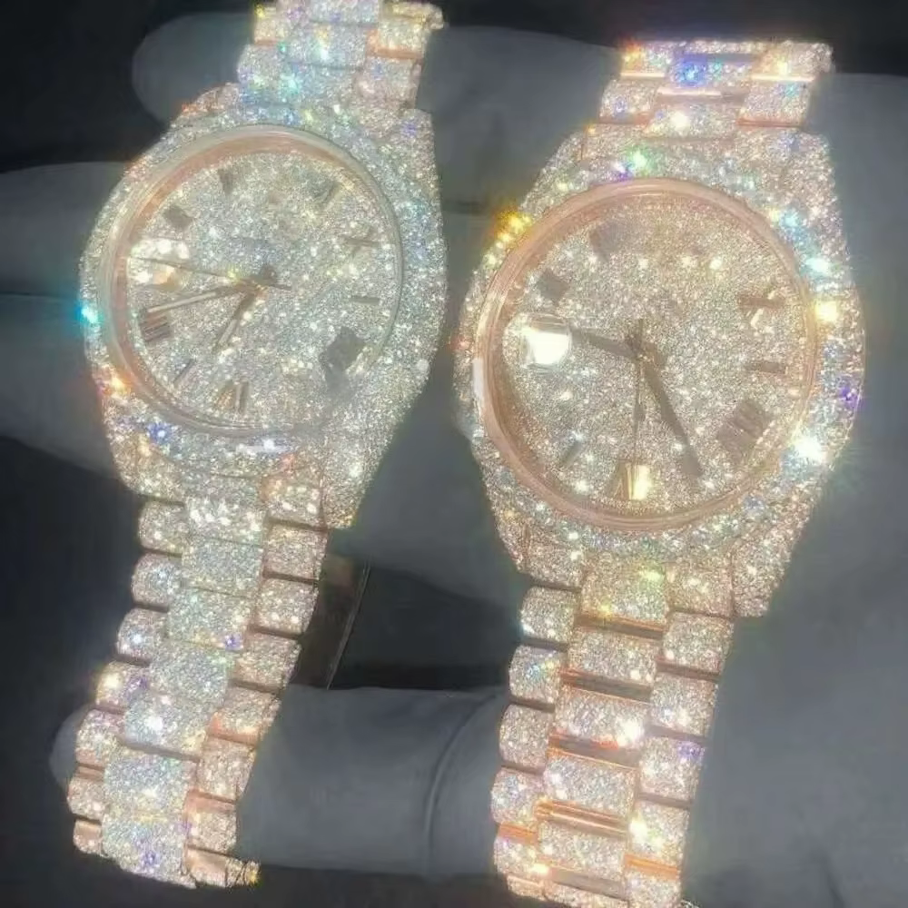 Montres plein de diamants pour femmes de luxe haut de gamme Hip Hop numéro montre à Quartz pour hommes mode acier étanche horloge montre-bracelet