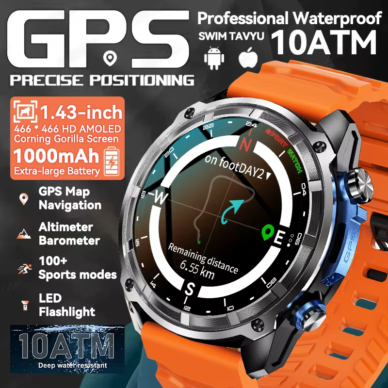 Nouvelle montre intelligente GPS avec écran AMOLED HD de 1