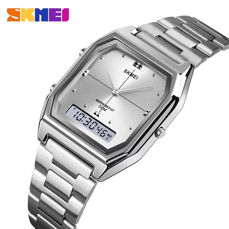 SKMEI mode 3 temps Chrono montre-bracelet électronique numérique pour hommes femmes Double affichage étanche Sport