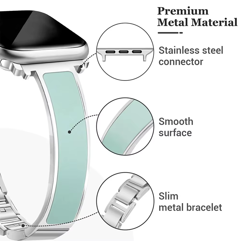 Bracelets de montre en émail fins pour Apple Watch 38 40 41 42 44 45 46 49 mm