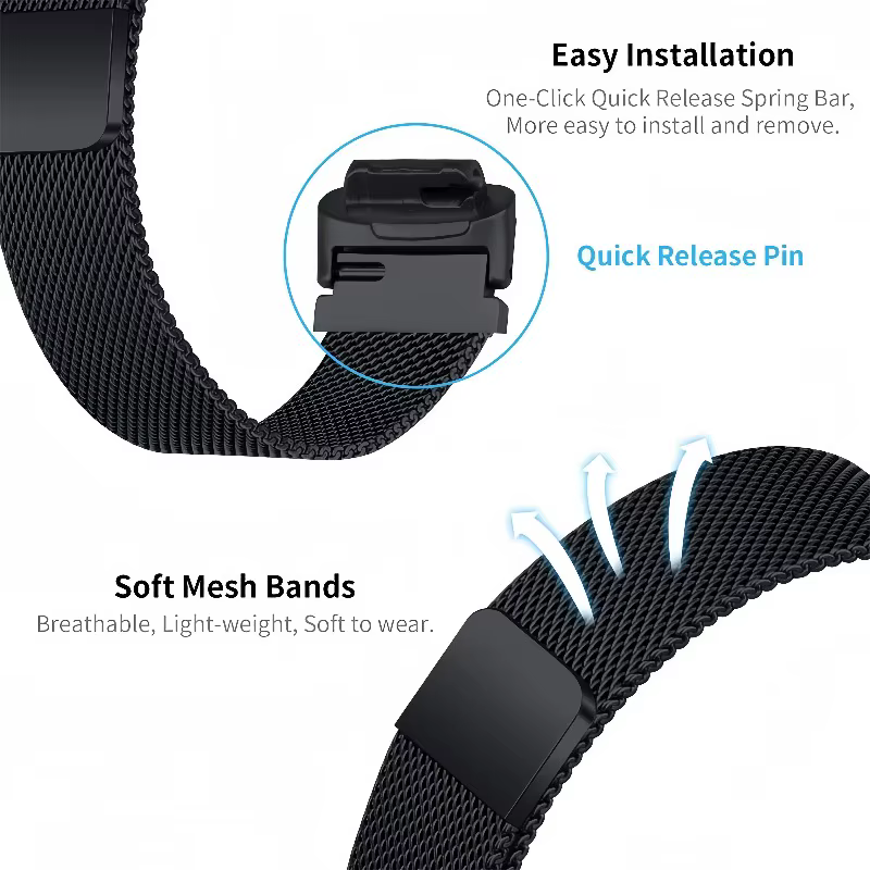 Bracelet magnétique pour Fitbit Inspire 3 bandes femmes hommes sangle à boucle en maille métallique