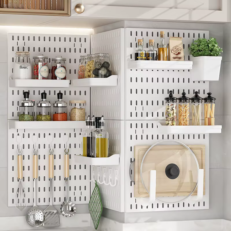 Planches décoratives de rangement mural, organisateur mural de panneau perforé pour salle de jeux, organisateur de support de rangement de cuisine, accessoires de planche perforée