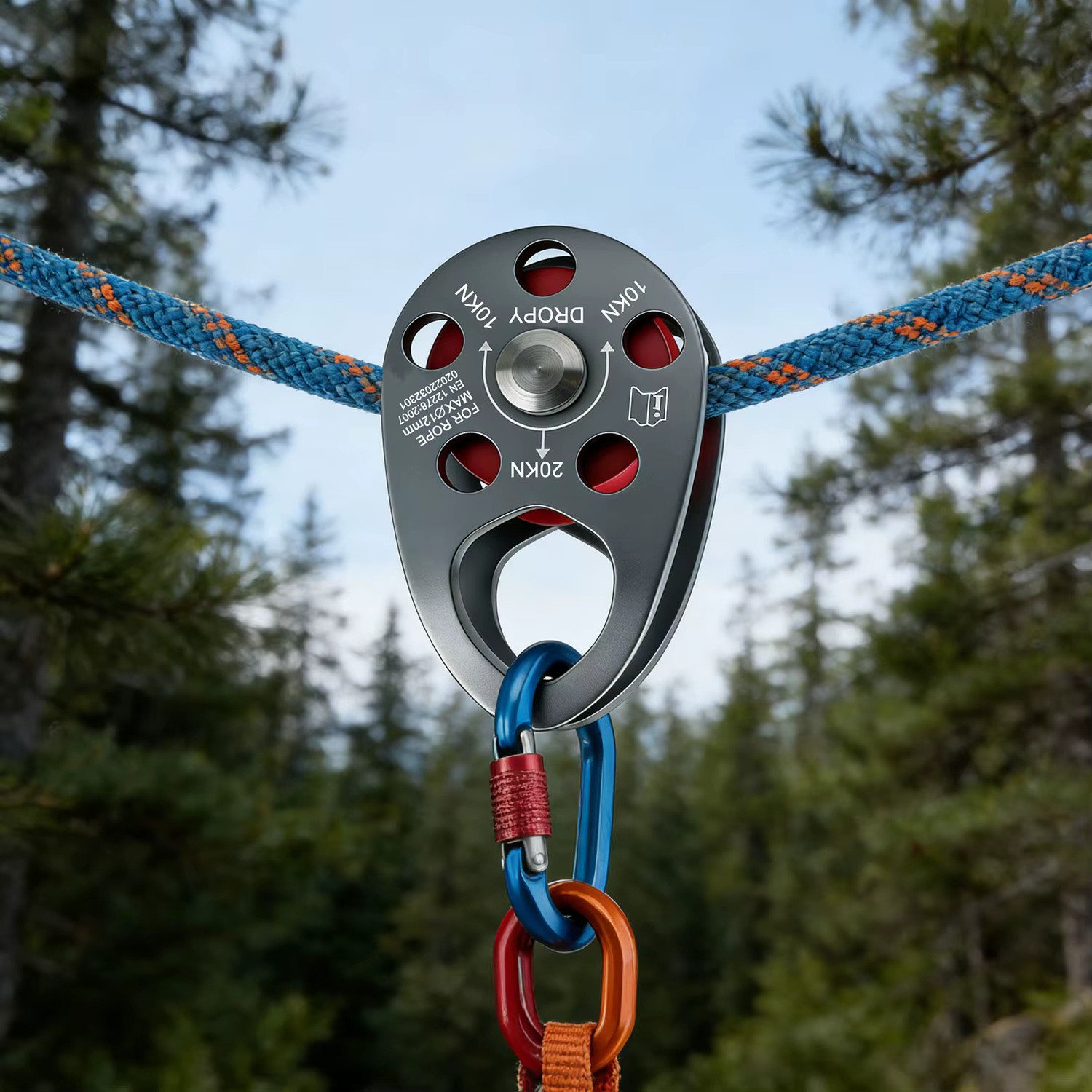 Poulie d'escalade en alliage d'aluminium, poulie latérale, mousqueton professionnel, accessoires de survie et de sauvetage en plein air, accessoires de montagne