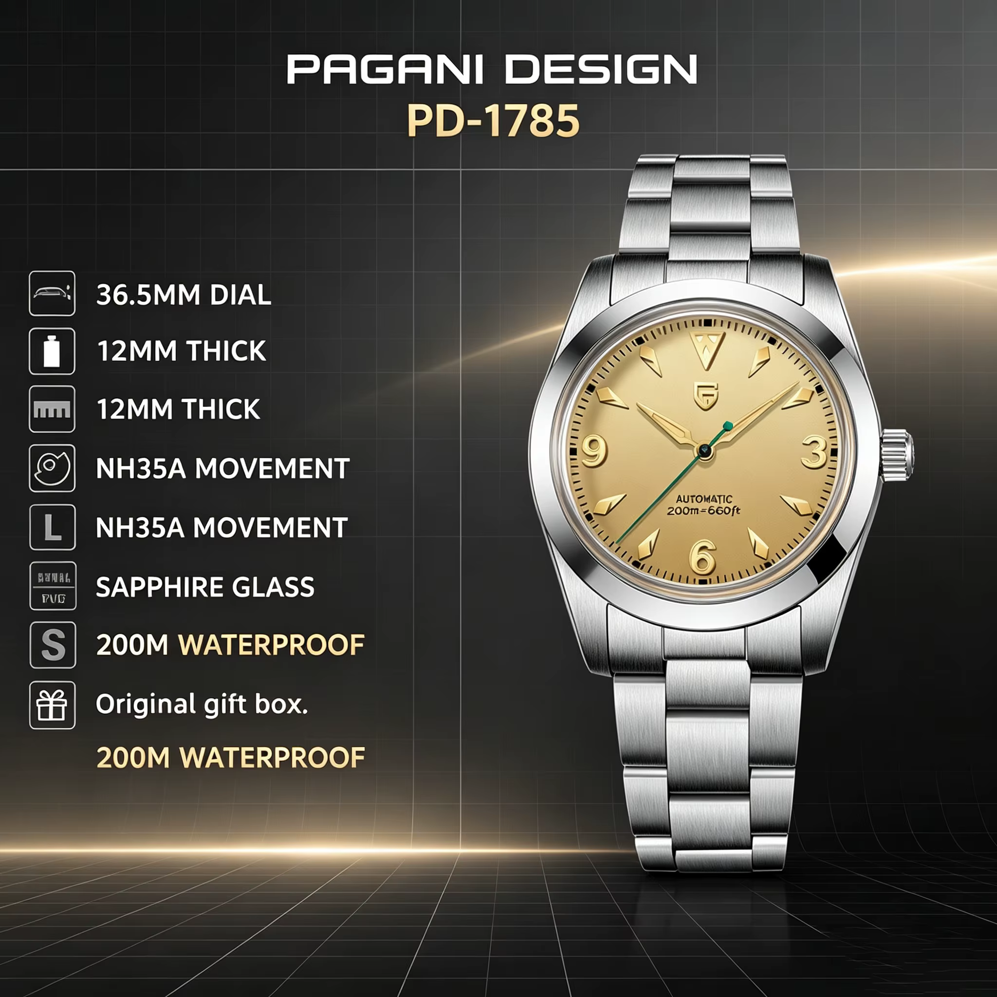 PAGANI DESIGN 2026 Nouvelle montre automatique mécanique pour homme Explorer NH35