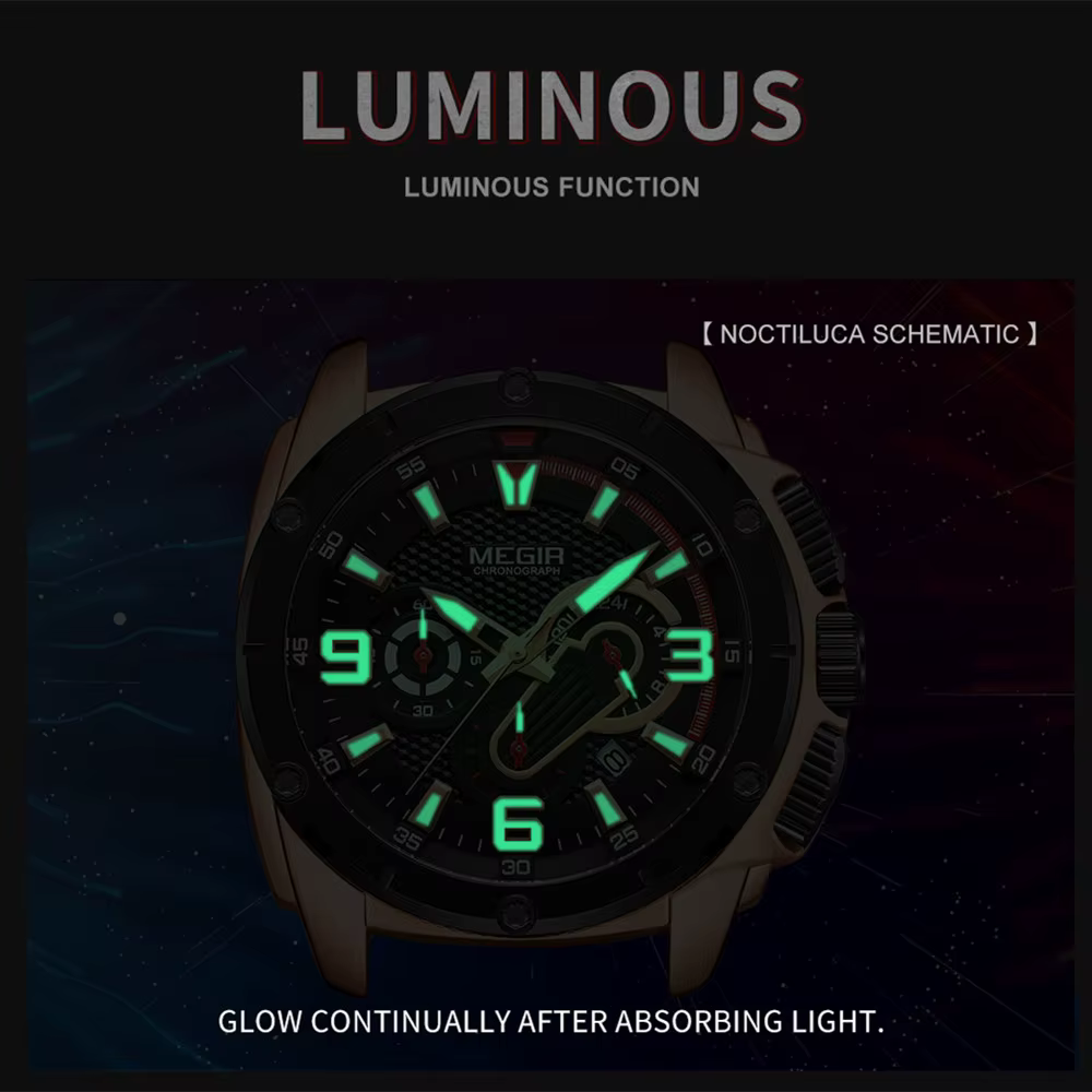 Montres de sport à quartz chronographe MEGIR pour hommes