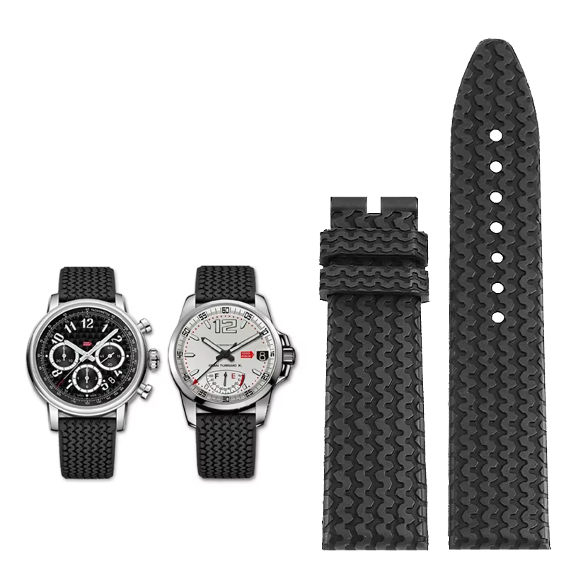 21mm 23mm pour Chopard MILLE MIGLIA 168619 modèle de bande de roulement de pneu de course bracelet de montre en caoutchouc fluoré bracelet de Style de course