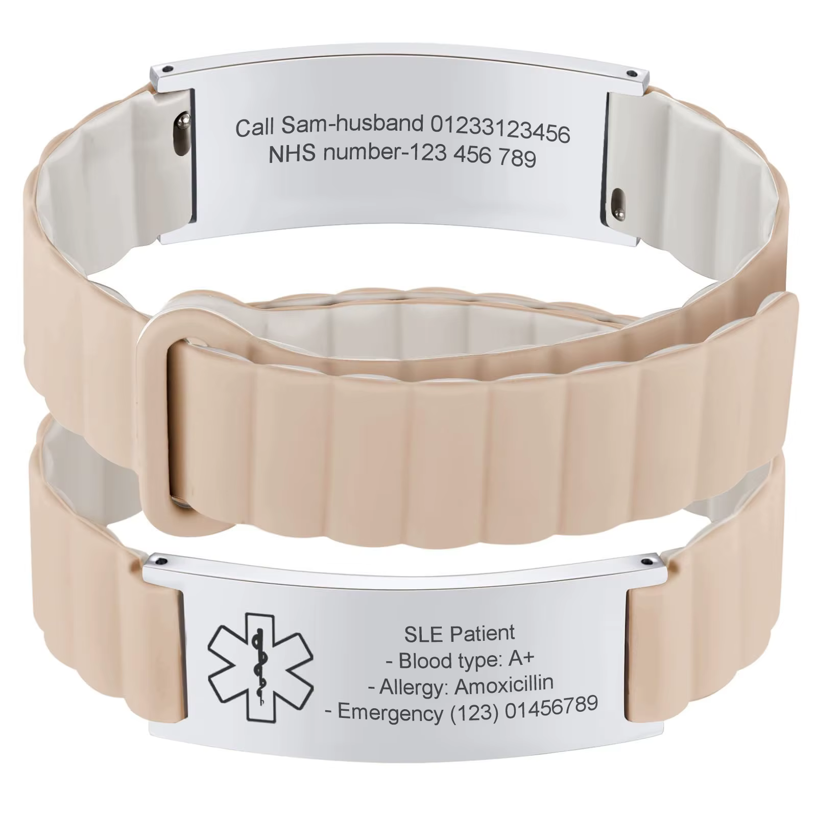 Bracelets d'identification d'alerte médicale personnalisés pour hommes et femmes