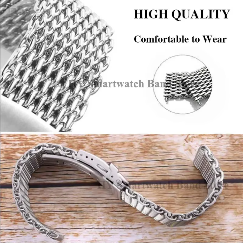 Bracelet de montre en maille requin 4.0mm d'épaisseur pour Omega