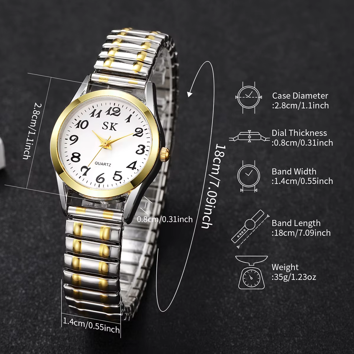 Élégant petit cadran femmes montres mode bracelet élastique montre à Quartz Reloj Mujer (sans boîte)