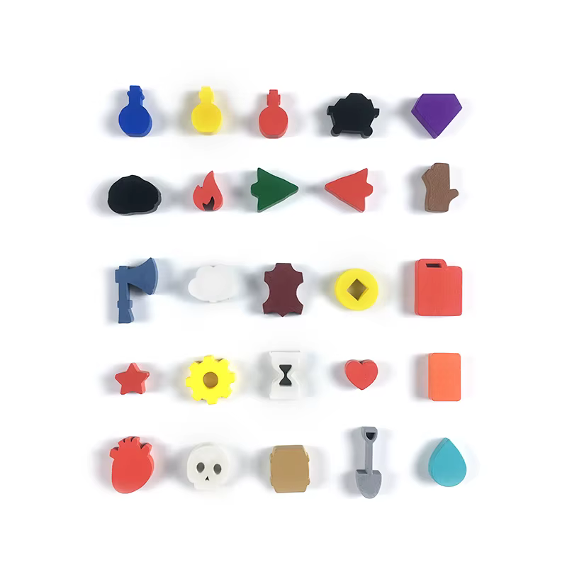 Accessoires de jeu de société, marqueur, modèle de jeton, pièces d'échecs, bricolage, jouets éducatifs en bois coloré, puzzle, indication des dés, compte heureux