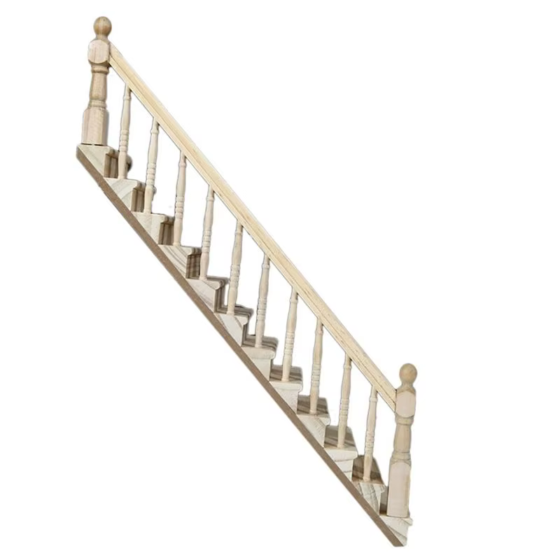 B78B-1:12 bricolage maison de poupée accessoires miniatures escaliers main courante meubles en bois enfants cadeau modèle de noël