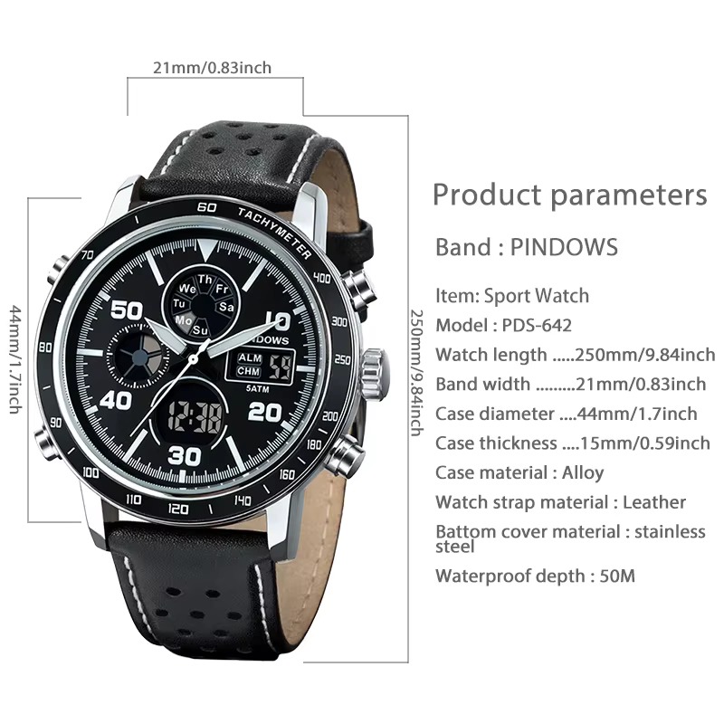 Montre-bracelet électronique étanche pour hommes